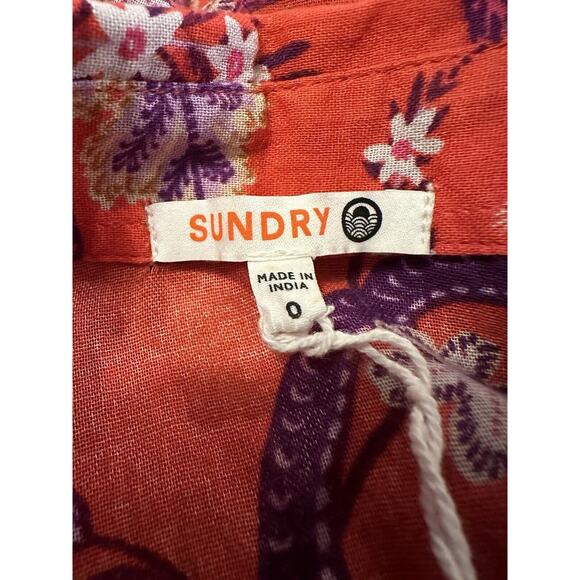 Sundry Womens Paisley Blouse 0(XS)‎ Floral Oversized Hi Low Bohemian Tunic - Picture 13 of 14